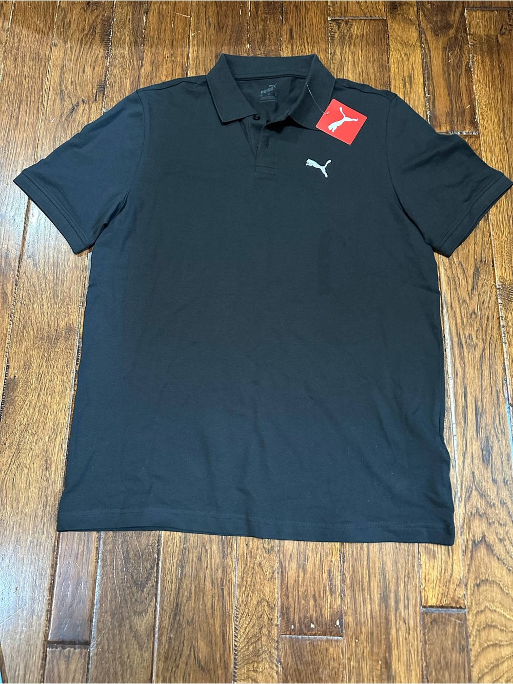 Puma Black Short-Sleeve Polo with Chest Logo